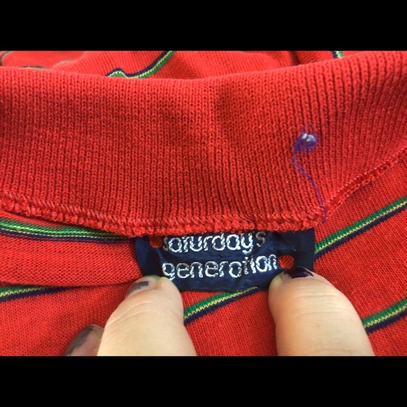 Mens Sz S/M SATURDAYS GENERATION Red Polo Shirt - Picture 6 of 8